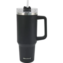 STALOWY KUBEK TERMICZNY XXL TERMOS 1100ml Z RĄCZKĄ I SŁOMKĄ KLAUSBERG KB-7942