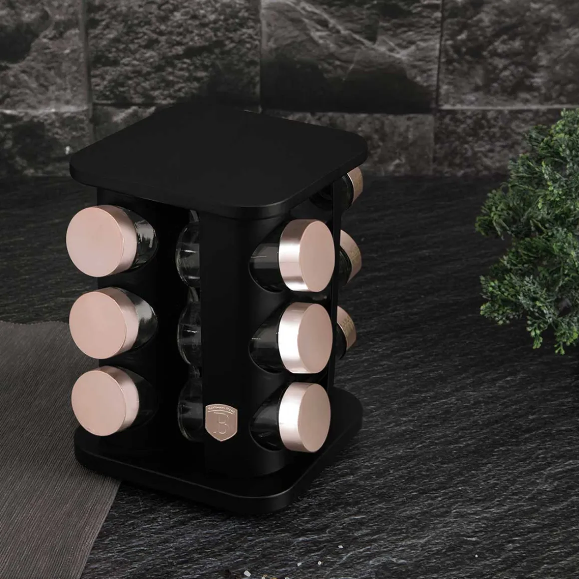STOJAK OBROTOWY NA PRZYPRAWY 12 POJEMNIKÓW BERLINGER HAUS BH-8559 BLACK ROSE