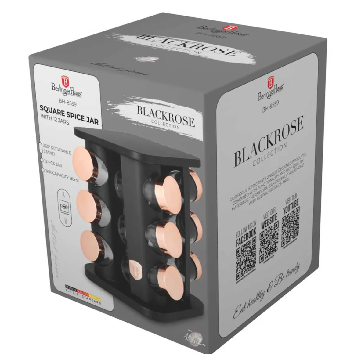 STOJAK OBROTOWY NA PRZYPRAWY 12 POJEMNIKÓW BERLINGER HAUS BH-8559 BLACK ROSE
