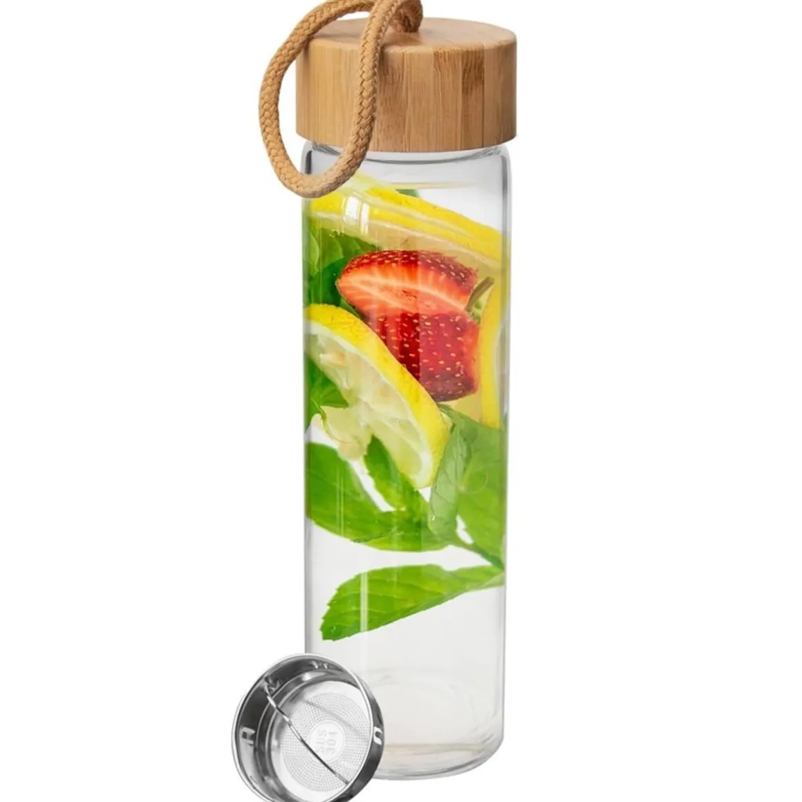 SZKLANA BUTELKA 450ml NA WODĘ Z SITKIEM 143757