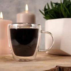 SZKLANKA TERMICZNA 180ML Z PODWÓJNĄ SCIANKĄ DO KAWY