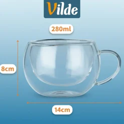 SZKLANKI TERMICZNE 2szt. 280ml Z PODWÓJNĄ SCIANKĄ DO KAWY HERBATY 139818