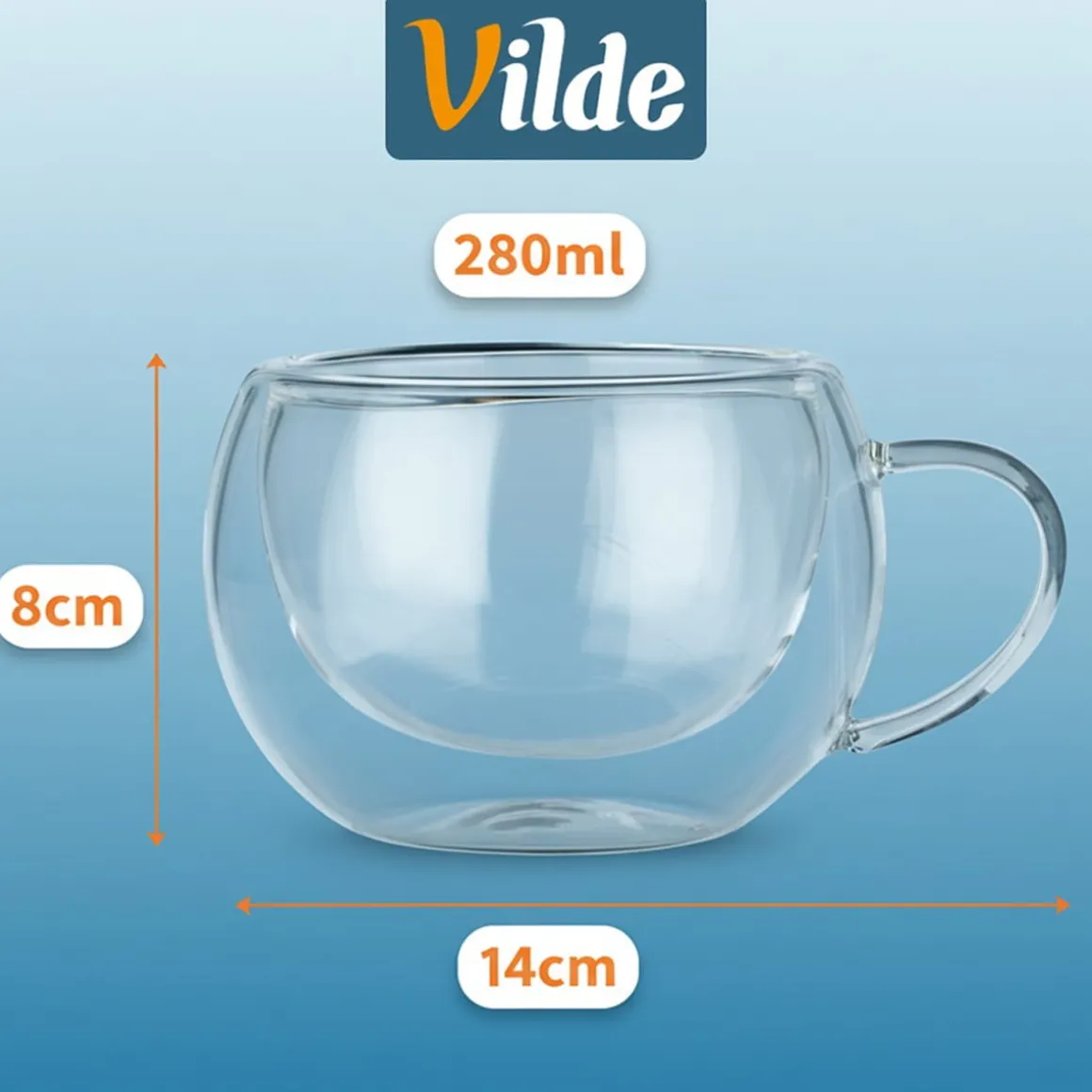 SZKLANKI TERMICZNE 2szt. 280ml Z PODWÓJNĄ SCIANKĄ DO KAWY HERBATY 139818