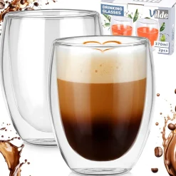 SZKLANKI TERMICZNE 2szt. 370ml Z PODWÓJNĄ SCIANKĄ DO KAWY HERBATY 139820