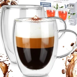 SZKLANKI TERMICZNE 2szt. 320ml Z PODWÓJNĄ SCIANKĄ DO KAWY HERBATY 139821