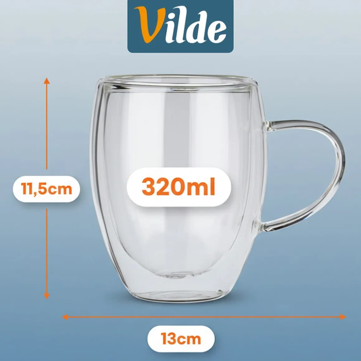 SZKLANKI TERMICZNE 2szt. 320ml Z PODWÓJNĄ SCIANKĄ DO KAWY HERBATY 139821