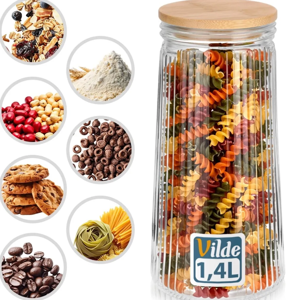 SZKLANY POJEMNIK KUCHENNY NA PRODUKTY SYPKIE 1,4L 229246