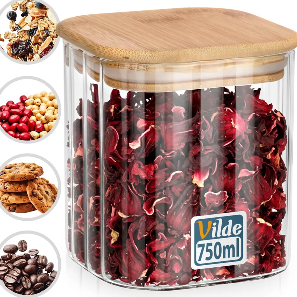 SZKLANY POJEMNIK KUCHENNY NA PRODUKTY SYPKIE 750ml 229251
