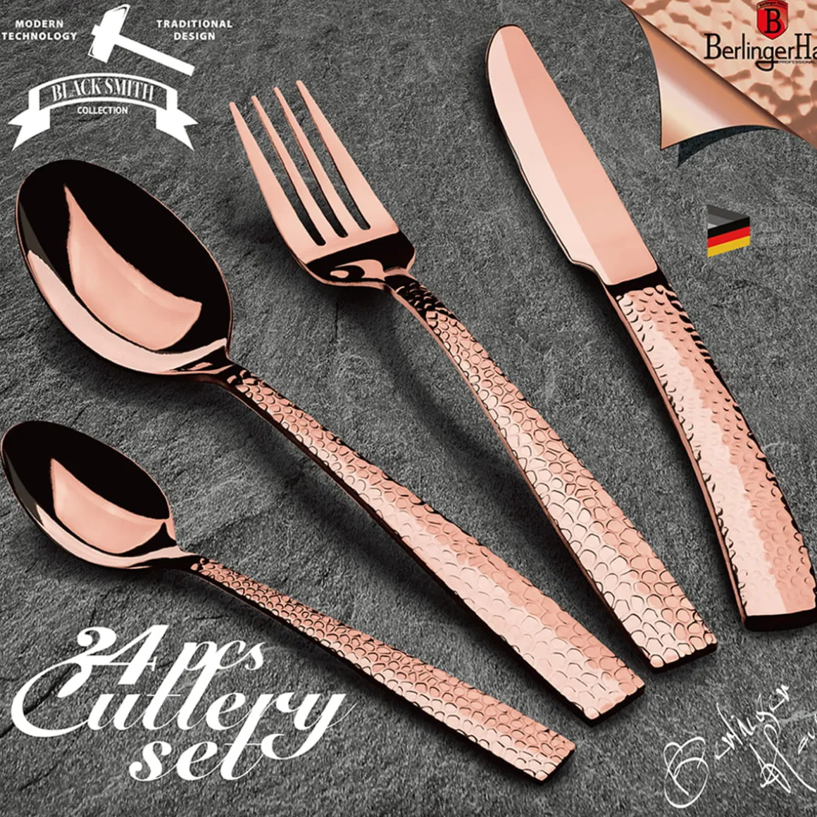 SZTUĆCE 24 ELEM. BERLINGER HAUS BH-2617 ROSE GOLD