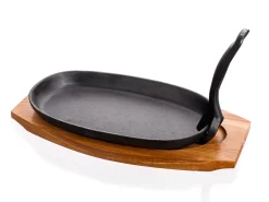 TALERZ PÓŁMISEK PATELNIA ŻELIWNA Z DESKĄ BANQUET GRADA