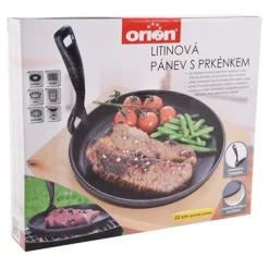 TALERZ PÓŁMISEK PATELNIA ŻELIWNA Z DESKĄ DREWNIANĄ ORION