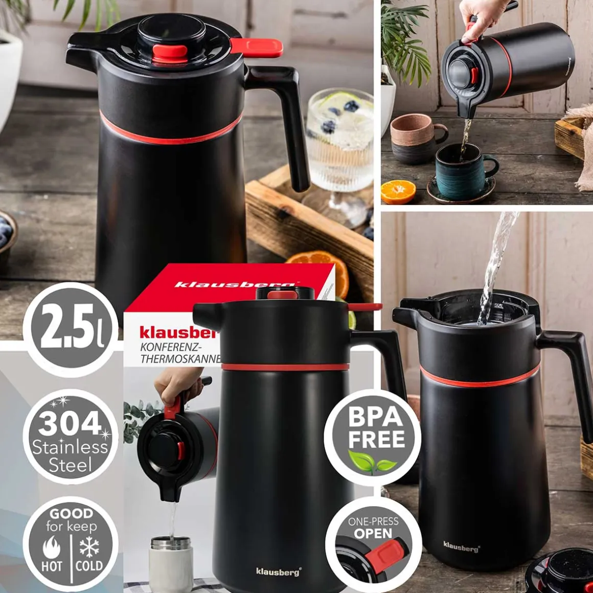 TERMOS DZBANEK KONFERENCYJNY NA KAWĘ HERBATĘ 2,5L KLAUSBERG KB-9013