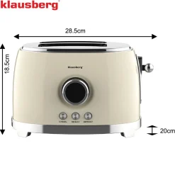 TOSTER OPIEKACZ NA 2 KROMKI WYŚWIETLACZ LED KLAUSBERG KB-9026 RETRO
