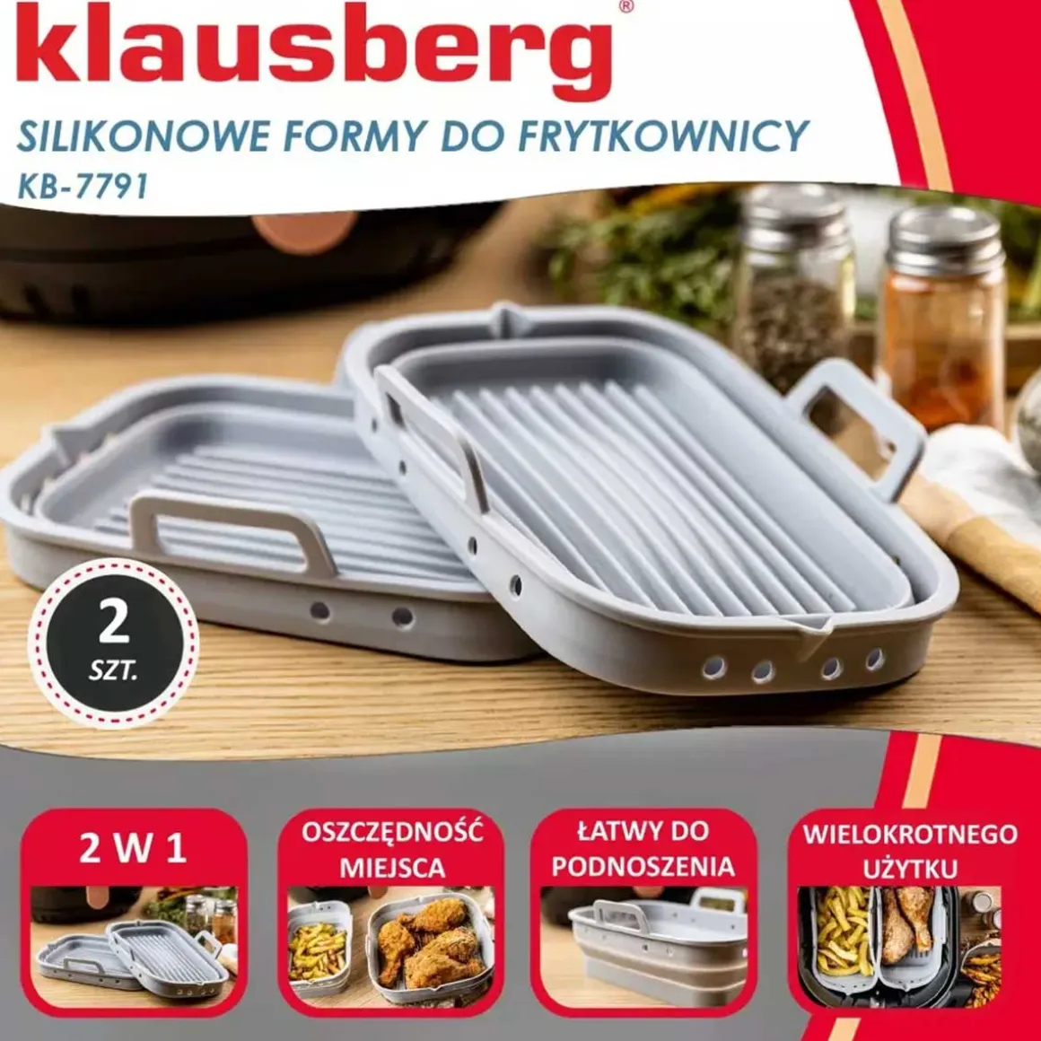 WKŁAD SILIKONOWY DO FRYTOWNICY PROSTOKĄTNY KLAUSBERG KB-7791 2 szt.