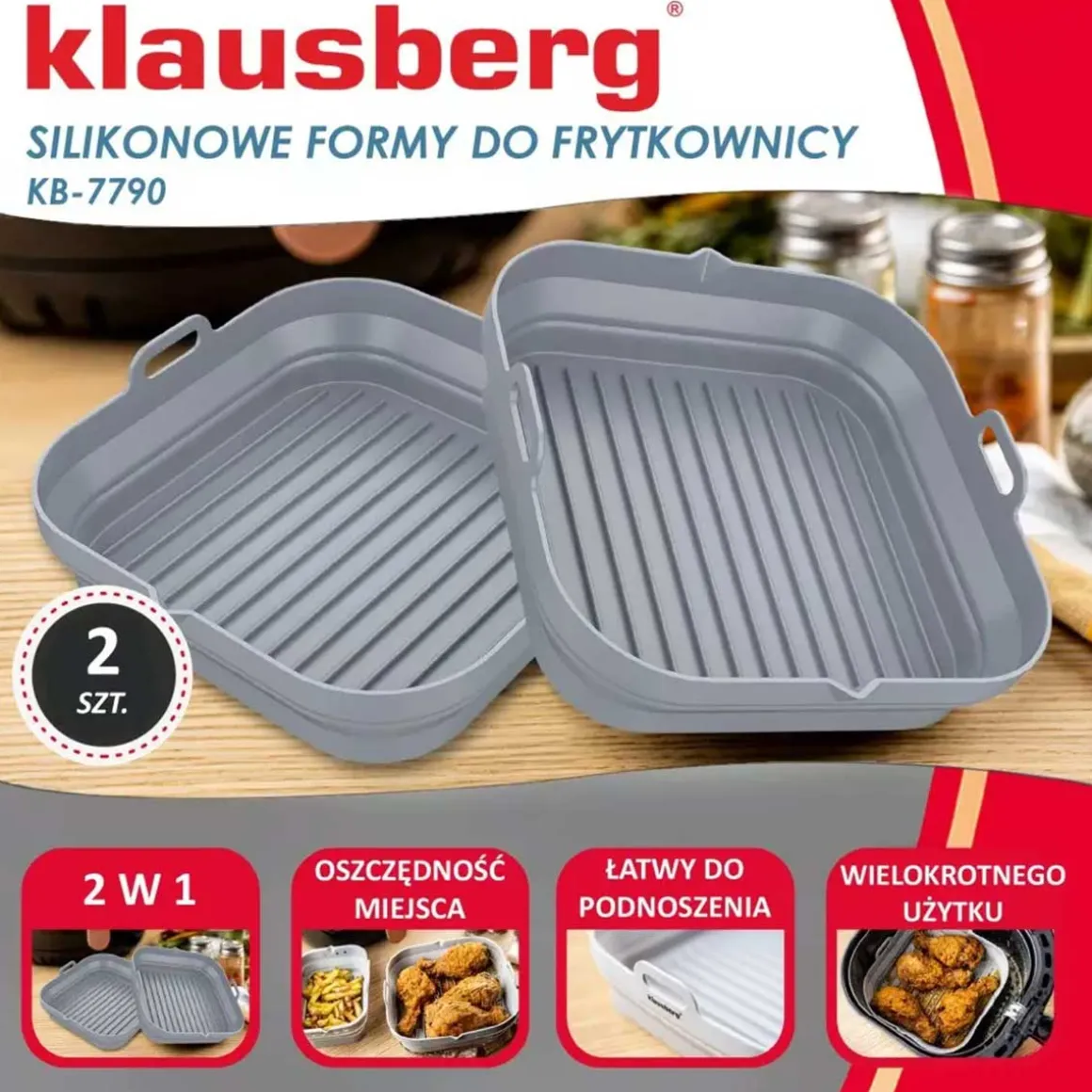 WKŁAD SILIKONOWY DO FRYTOWNICY KWADRATOWY KLAUSBERG KB-7790 2 szt.