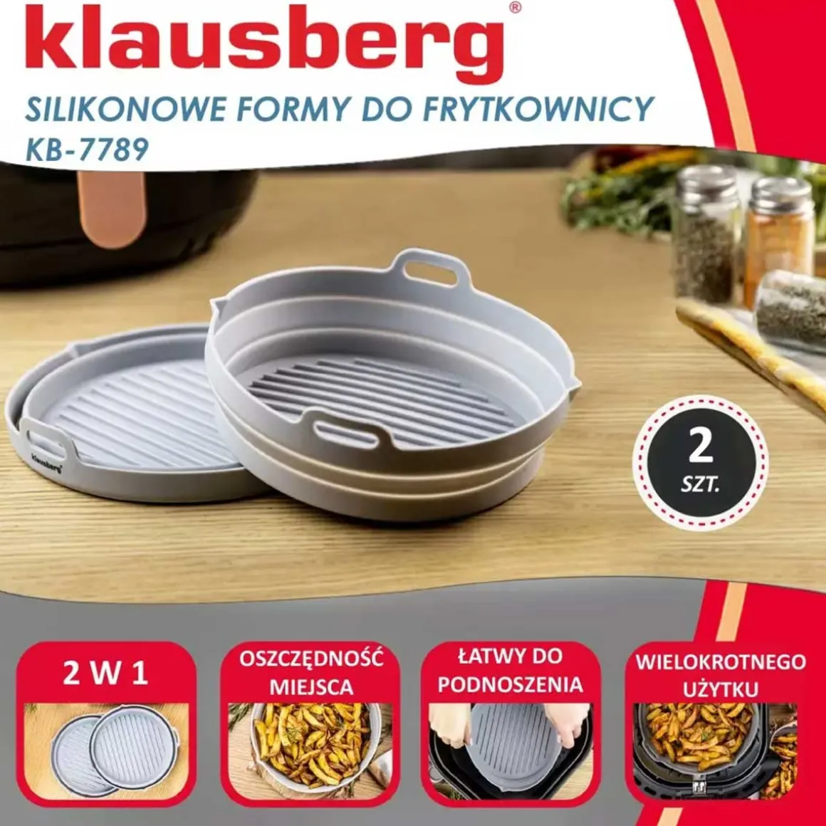 WKŁAD SILIKONOWY DO FRYTOWNICY 20cm KLAUSBERG KB-7789 2 szt.