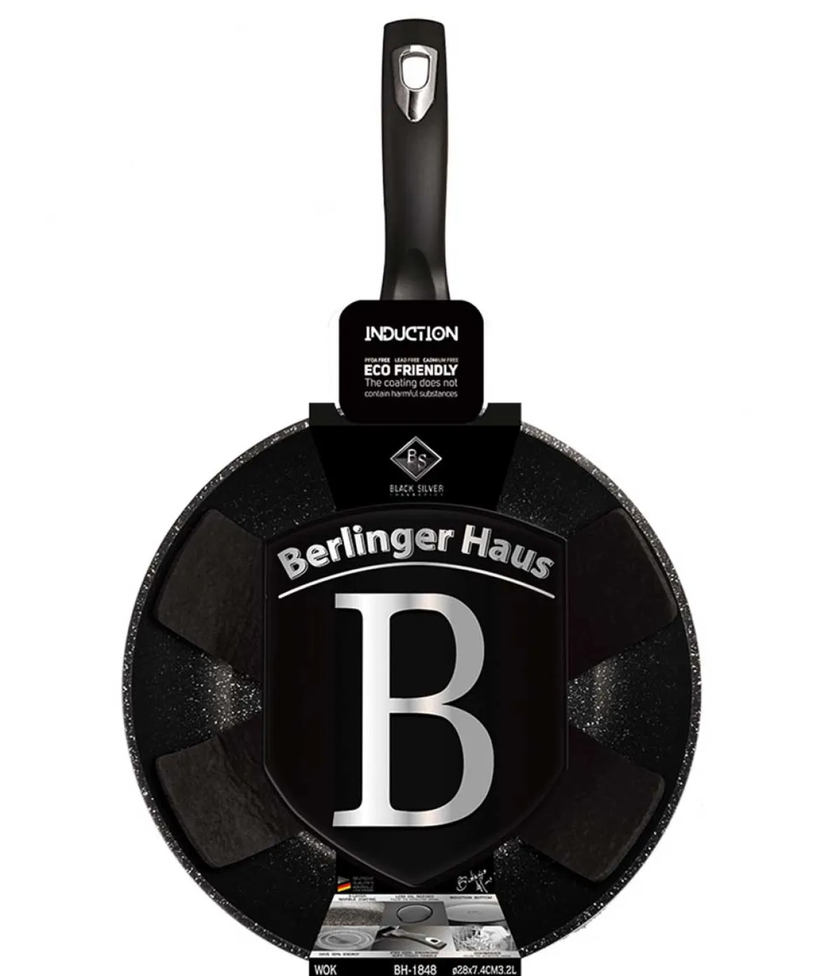 WOK GRANITOWY 28cm BERLINGERHAUS BLACK SILVER BH-1848