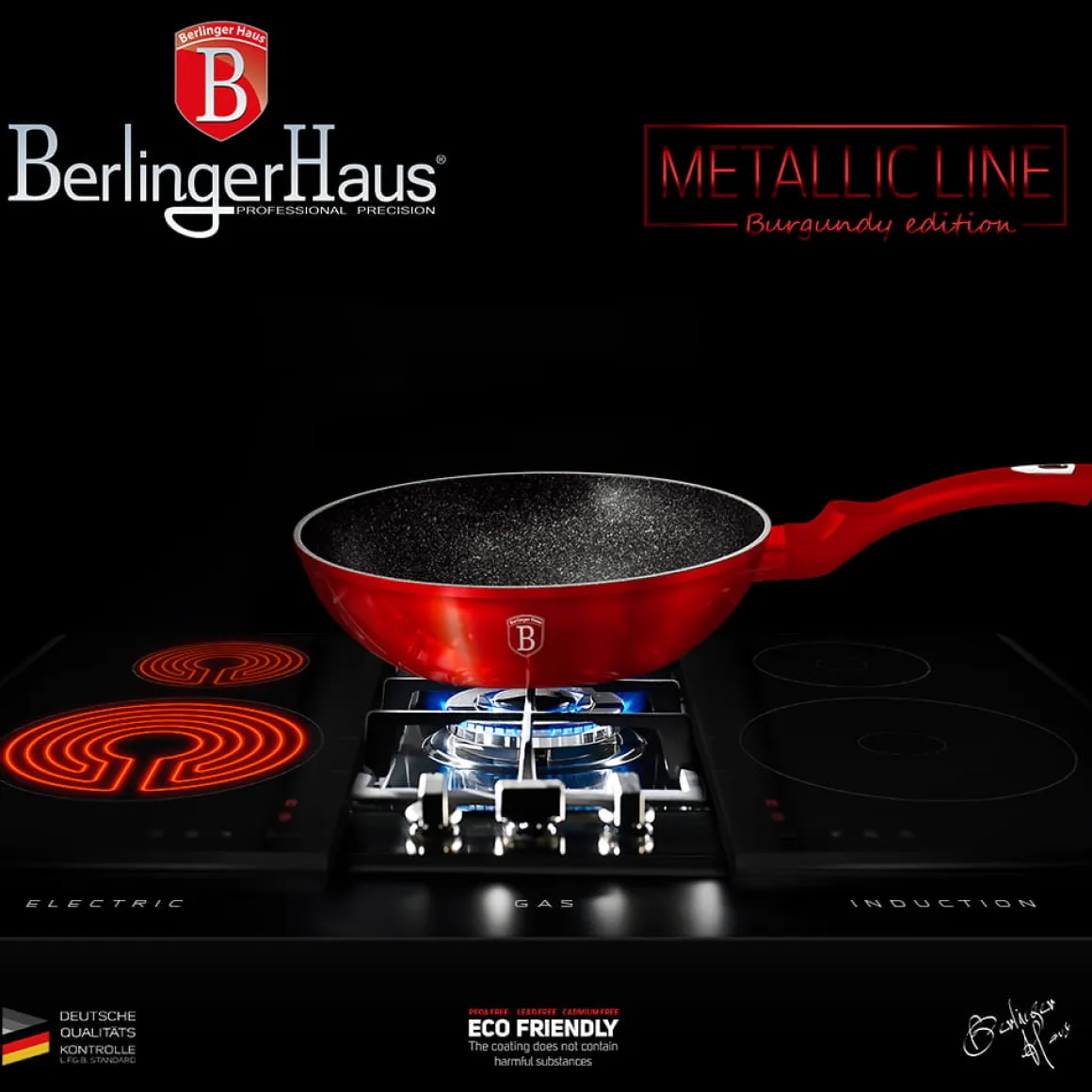 WOK GRANITOWY 28cm BERLINGERHAUS RED METALLIC BH-1267