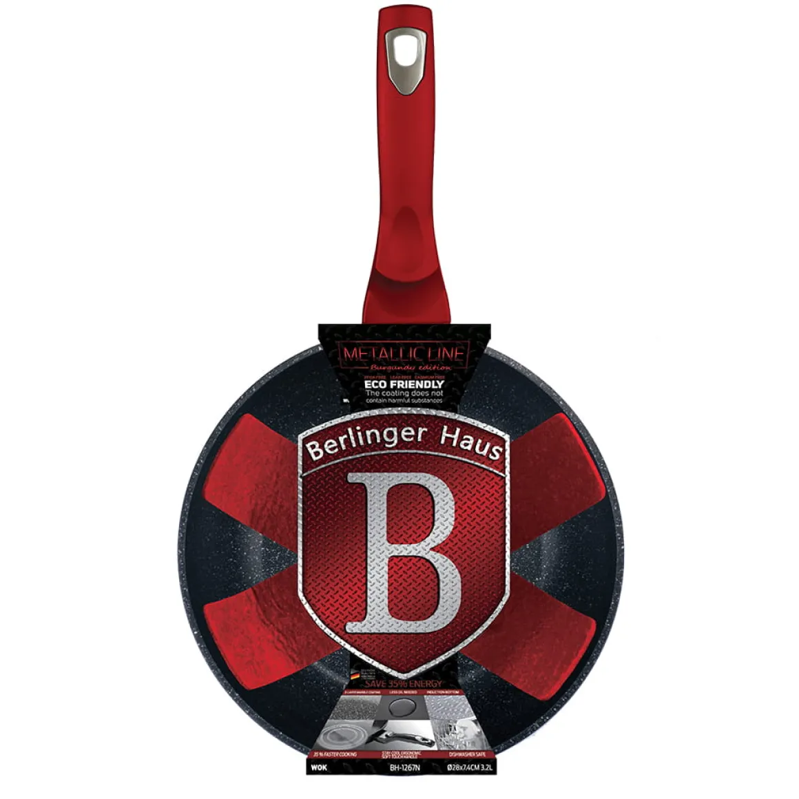 WOK GRANITOWY 28cm BERLINGERHAUS RED METALLIC BH-1267