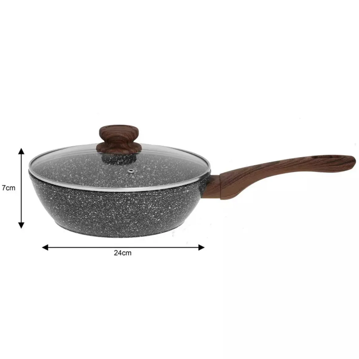 WOK GRANITOWY 24cm GRANIT WOOD KINGHOFF KH-1583