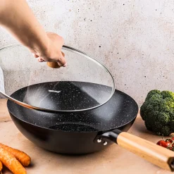 WOK Z POKRYWĄ Z POWŁOKĄ MARMURKOWĄ 30cm KINGHOFF KH-1984