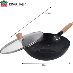 WOK Z POKRYWĄ Z POWŁOKĄ MARMURKOWĄ 30cm KINGHOFF KH-1984