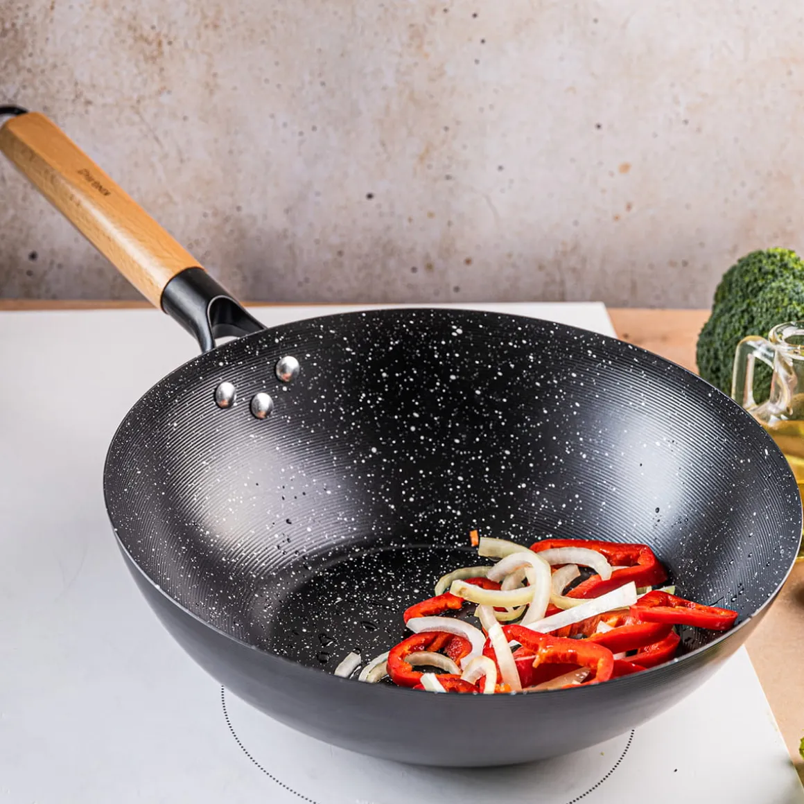 WOK Z POWŁOKĄ MARMURKOWĄ 30cm KINGHOFF KH-1983