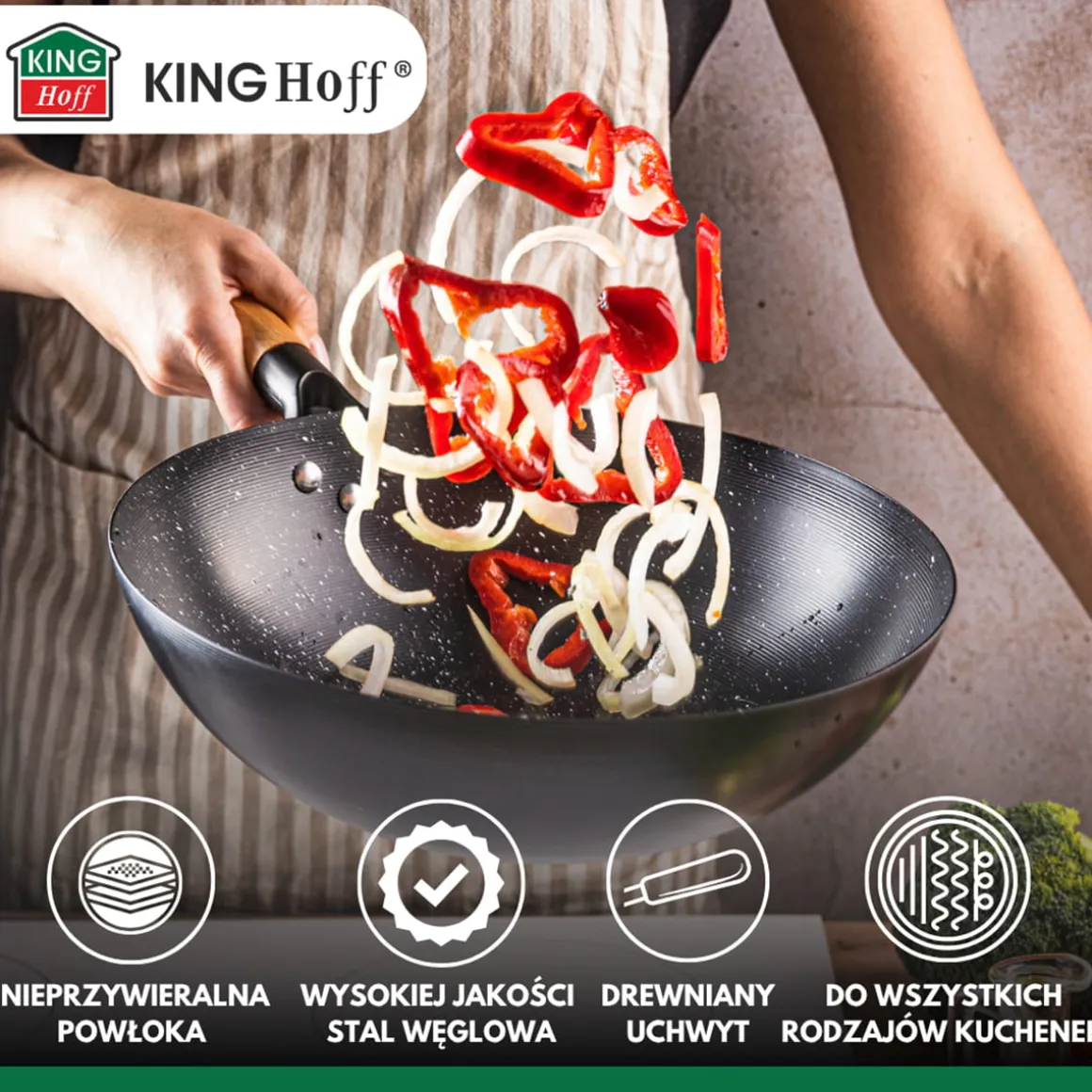WOK Z POWŁOKĄ MARMURKOWĄ 30cm KINGHOFF KH-1983