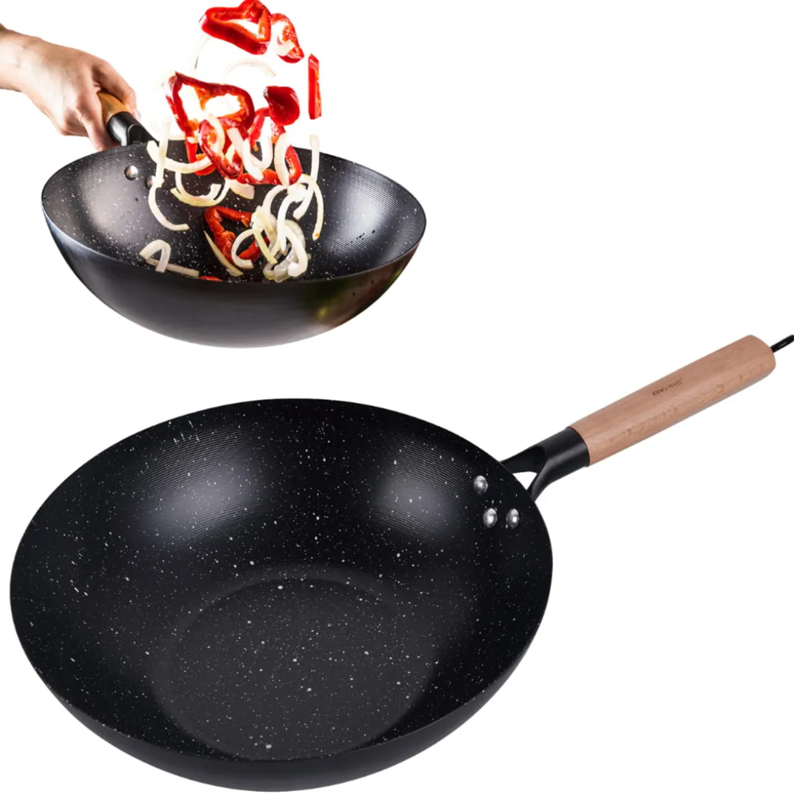 WOK Z POWŁOKĄ MARMURKOWĄ 30cm KINGHOFF KH-1983