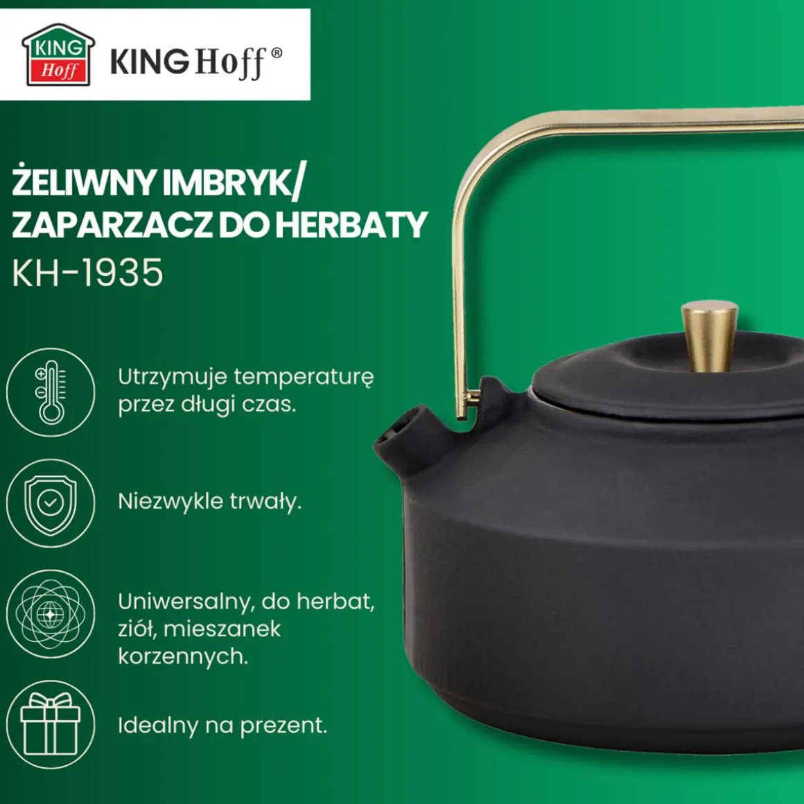 ZAPARZACZ ŻELIWNY IMBRYK 1L Z FILTREM KINGHOFF KH-1935