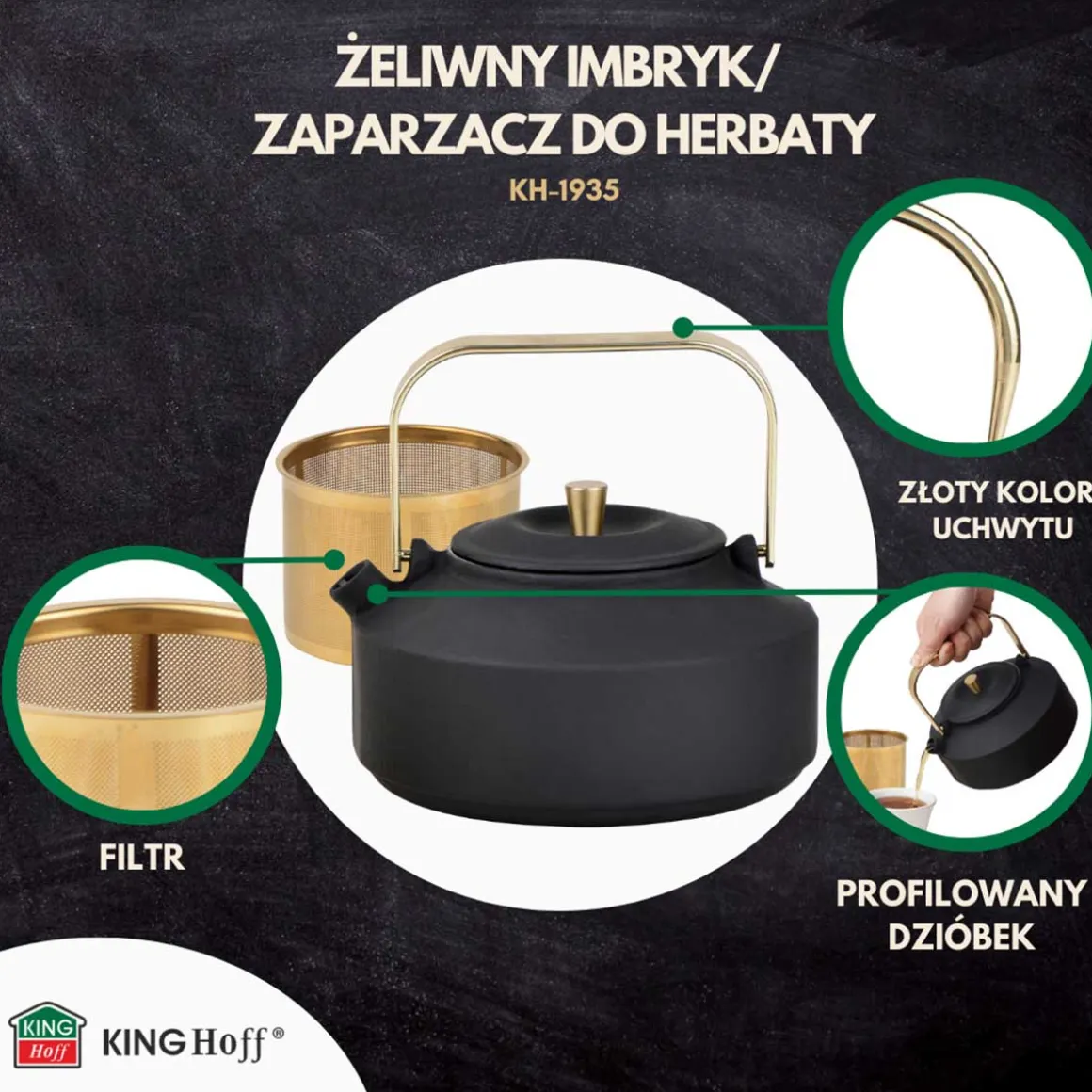 ZAPARZACZ ŻELIWNY IMBRYK 1L Z FILTREM KINGHOFF KH-1935