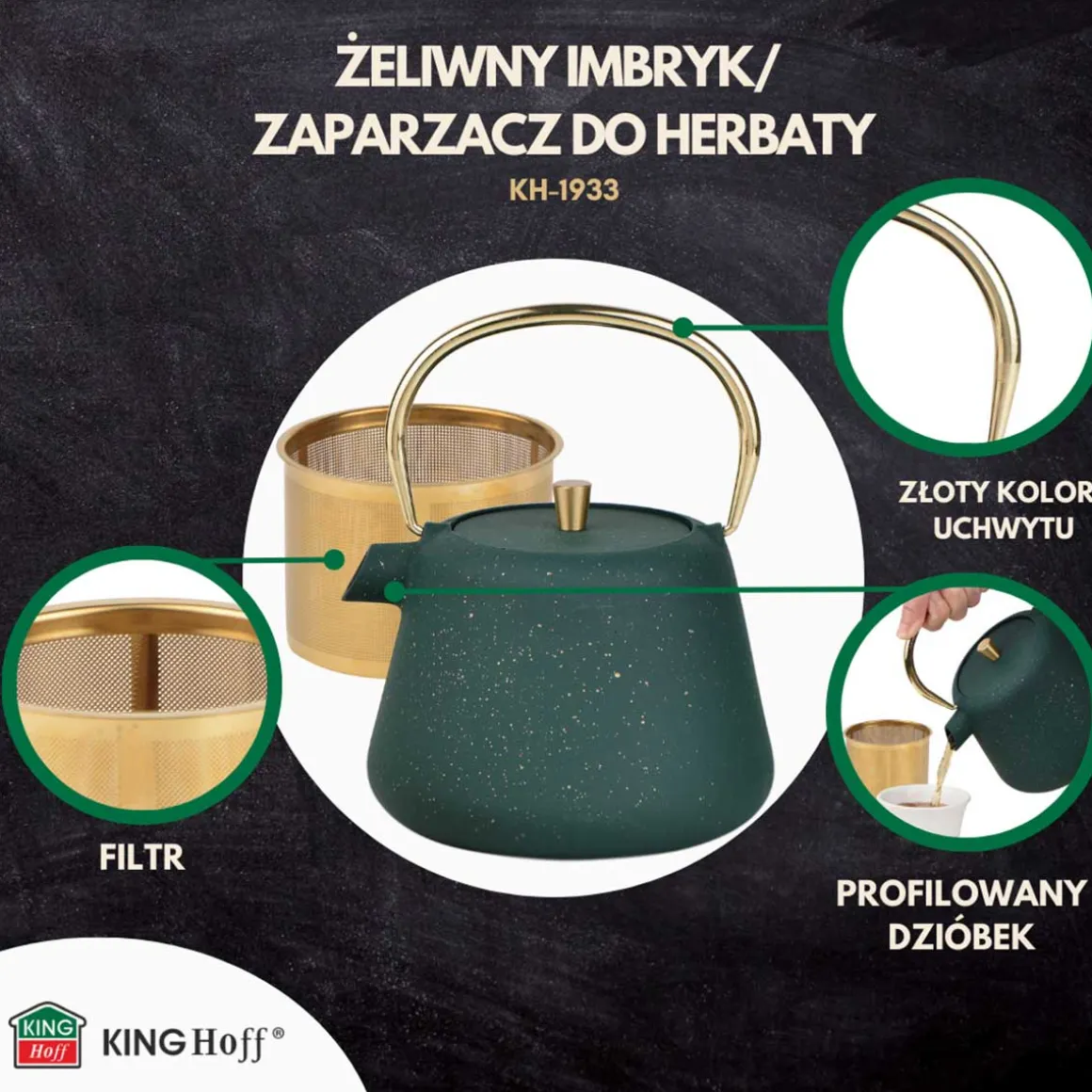 ZAPARZACZ ŻELIWNY IMBRYK 1L Z FILTREM KINGHOFF KH-1933