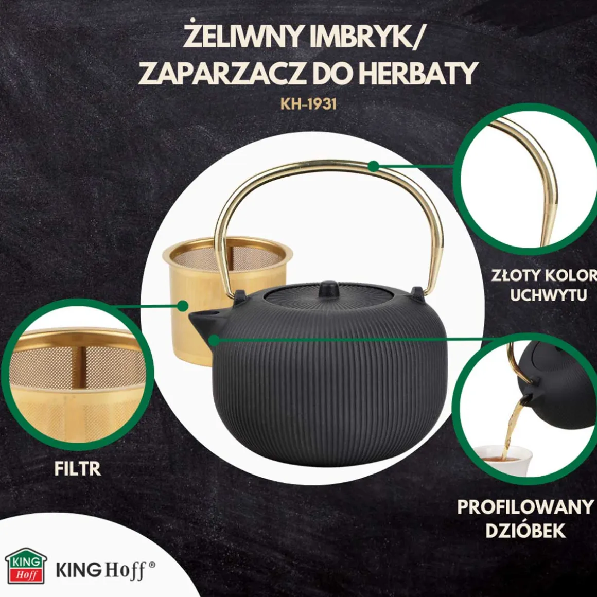 ZAPARZACZ ŻELIWNY IMBRYK 1L Z FILTREM KINGHOFF KH-1931