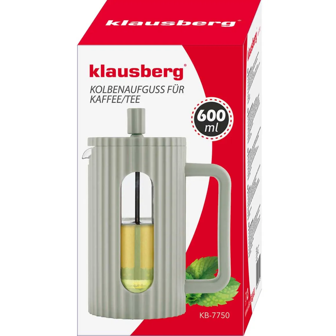 ZAPARZACZ TŁOKOWY DO KAWY/HERBATY 600ml KLAUSBERG KB-7750 ZIELONY