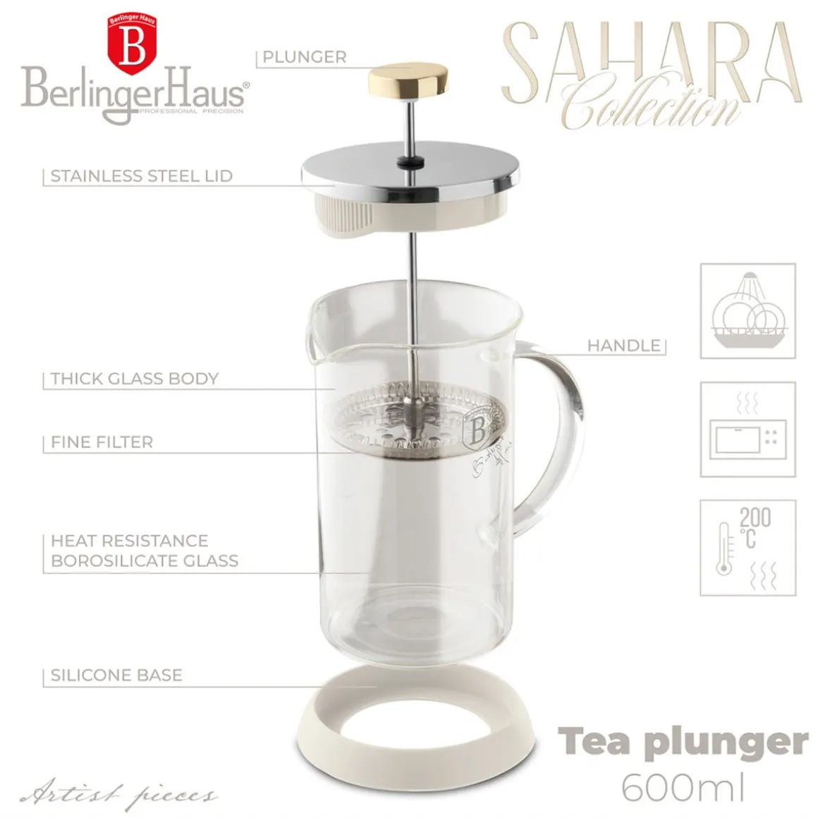 ZAPARZACZ TŁOKOWY DO KAWY HERBATY 600ml BERLINGER HAUS BH-8586 SAHARA
