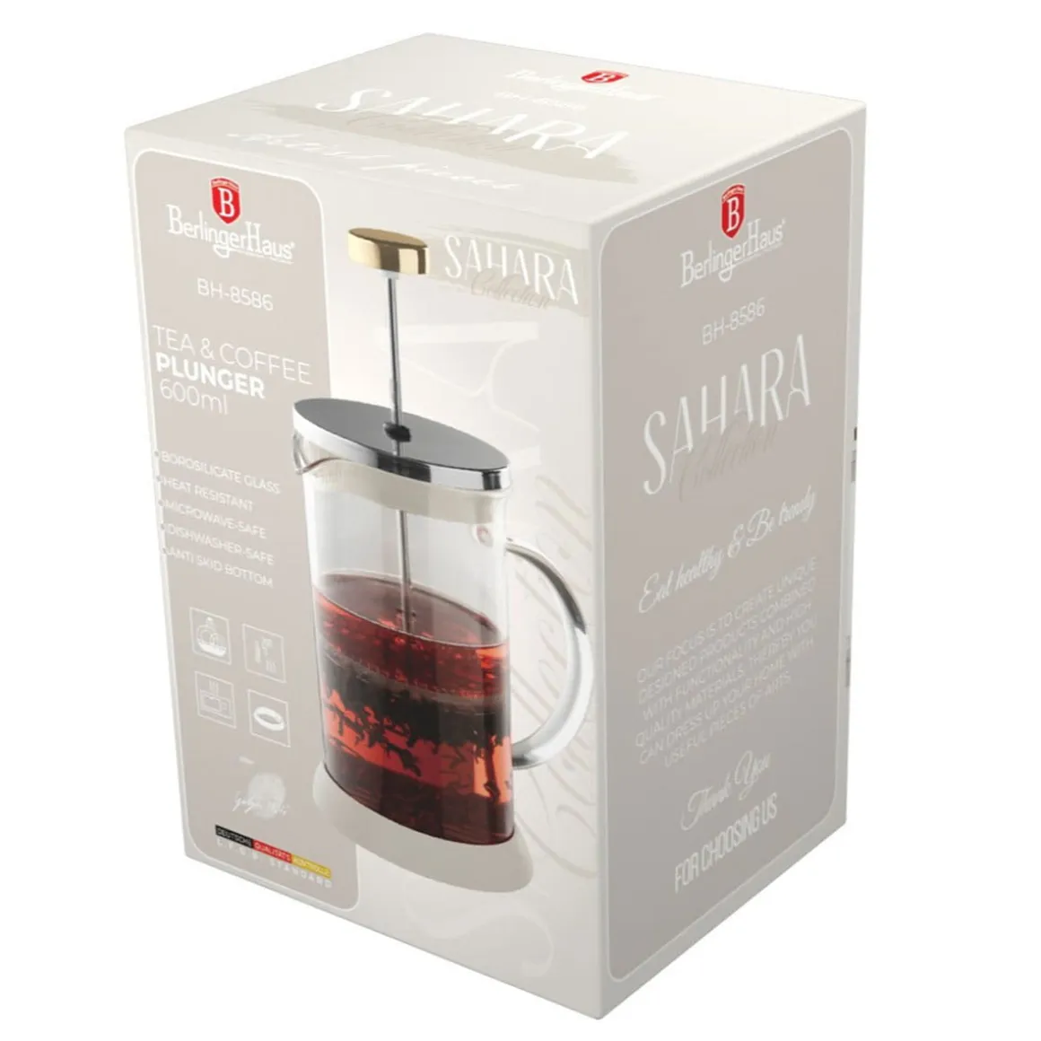 ZAPARZACZ TŁOKOWY DO KAWY HERBATY 600ml BERLINGER HAUS BH-8586 SAHARA