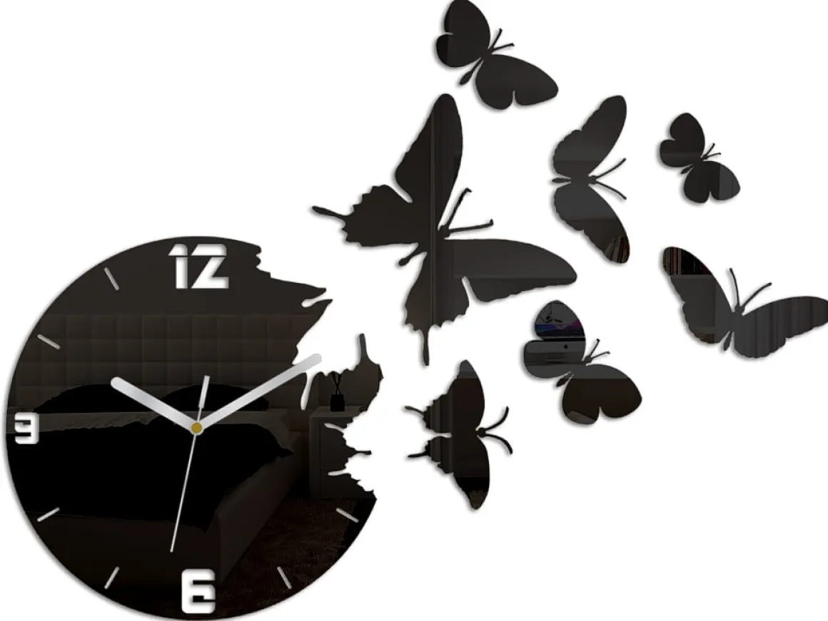 Zegar ścienny Butterfly Black