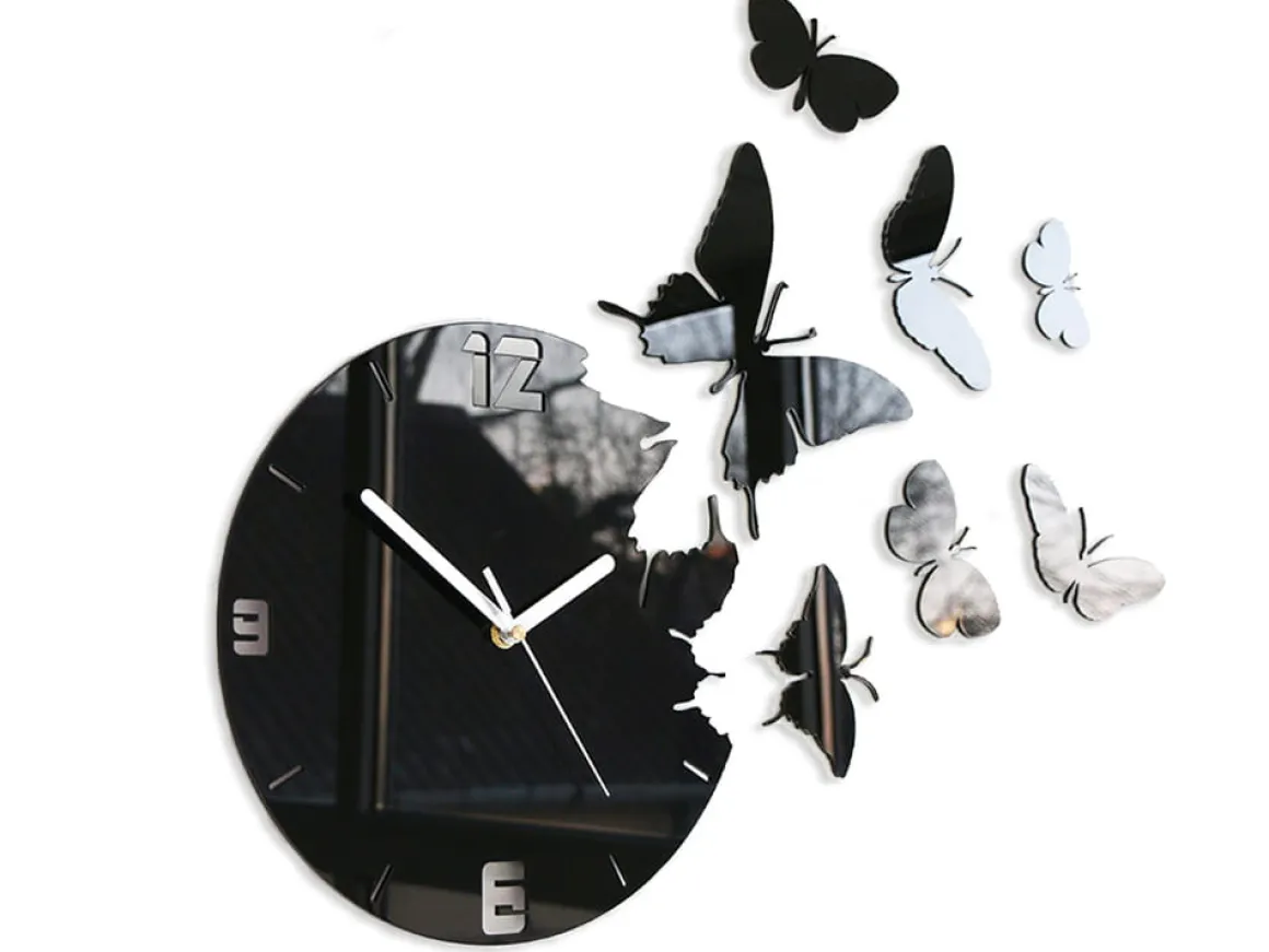 Zegar ścienny Butterfly Black
