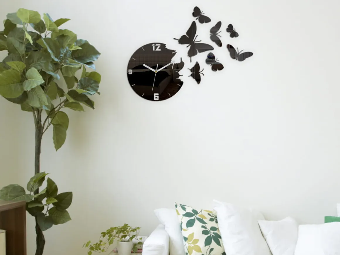 Zegar ścienny Butterfly Black