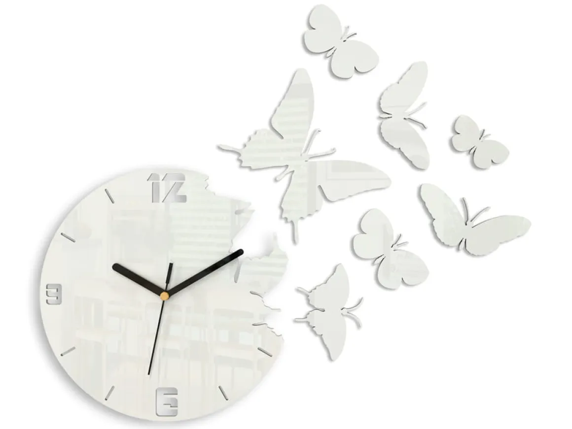 Zegar ścienny Butterfly White