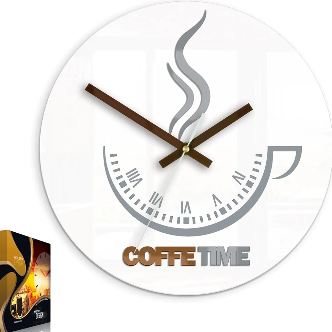 ZEGAR ŚCIENNY COFFEE TIME II BIAŁY