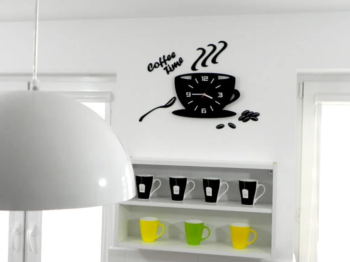 Zegar ścienny Coffe Time 3D Black