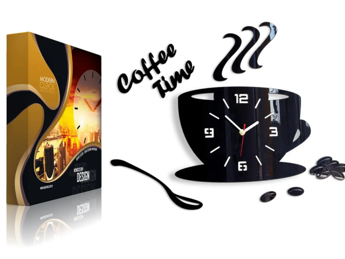 Zegar ścienny Coffe Time 3D Black