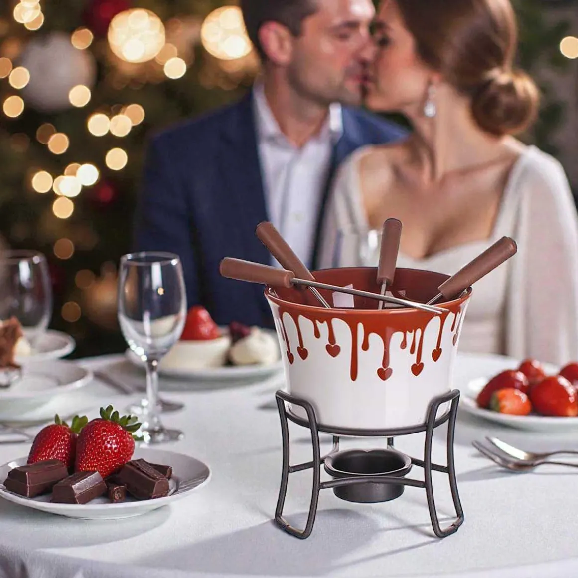 ZESTAW DO FONDUE CZEKOLADOWEGO + WIDELCZYKI BANQUET CHOCO DARK