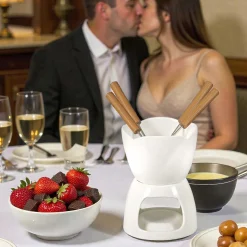 ZESTAW DO FONDUE CZEKOLADOWEGO + WIDELCZYKI BANQUET BIANCA