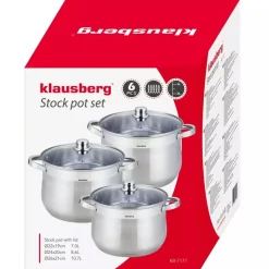 ZESTAW 3 DUŻYCH GARNKÓW KLAUSBERG 7+8,6+10,7L KB-7177