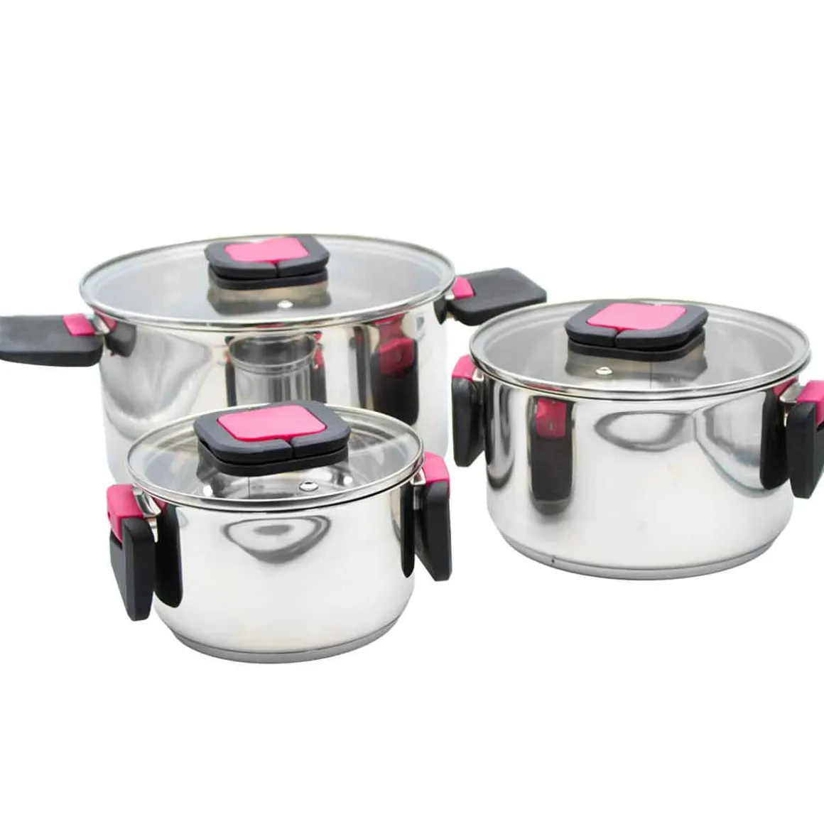 ZESTAW 6 ELEM. GARNKÓW STALOWYCH 16/20/24cm ZE SKŁADANYMI RĄCZKAMI 5664
