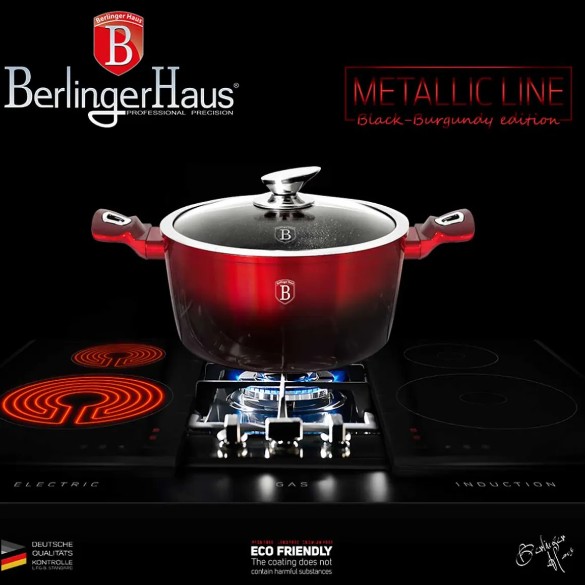 ZESTAW GARNKÓW GRANITOWYCH BERLINGERHAUS BH-1632 RED METALLIC 15 ELEM.