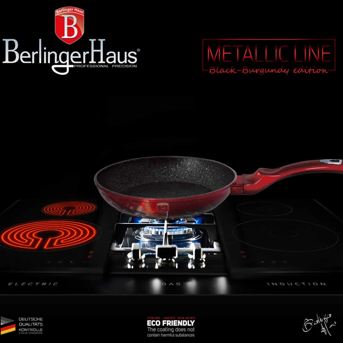 ZESTAW GARNKÓW GRANITOWYCH BERLINGERHAUS BH-1632 RED METALLIC 15 ELEM.