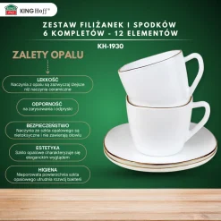 ZESTAW KAWOWY 6 FILIŻANEK ZE SPODECZKAMI KINGHOFF OPAL KH-1930